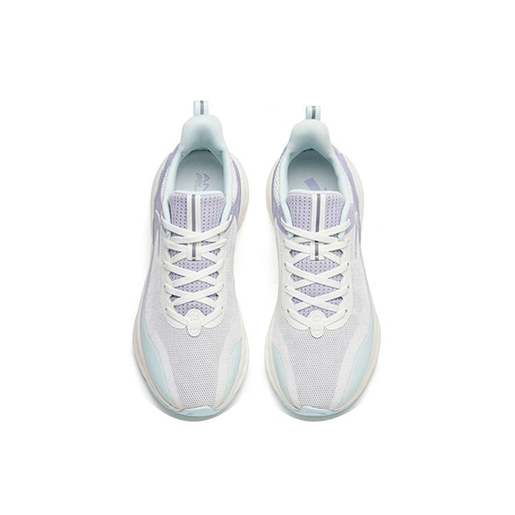New Anta Cushioning Anti Slip Wear Resistant Breathability Low Top Running Shoes Women's White Blue Gray 122215518-3