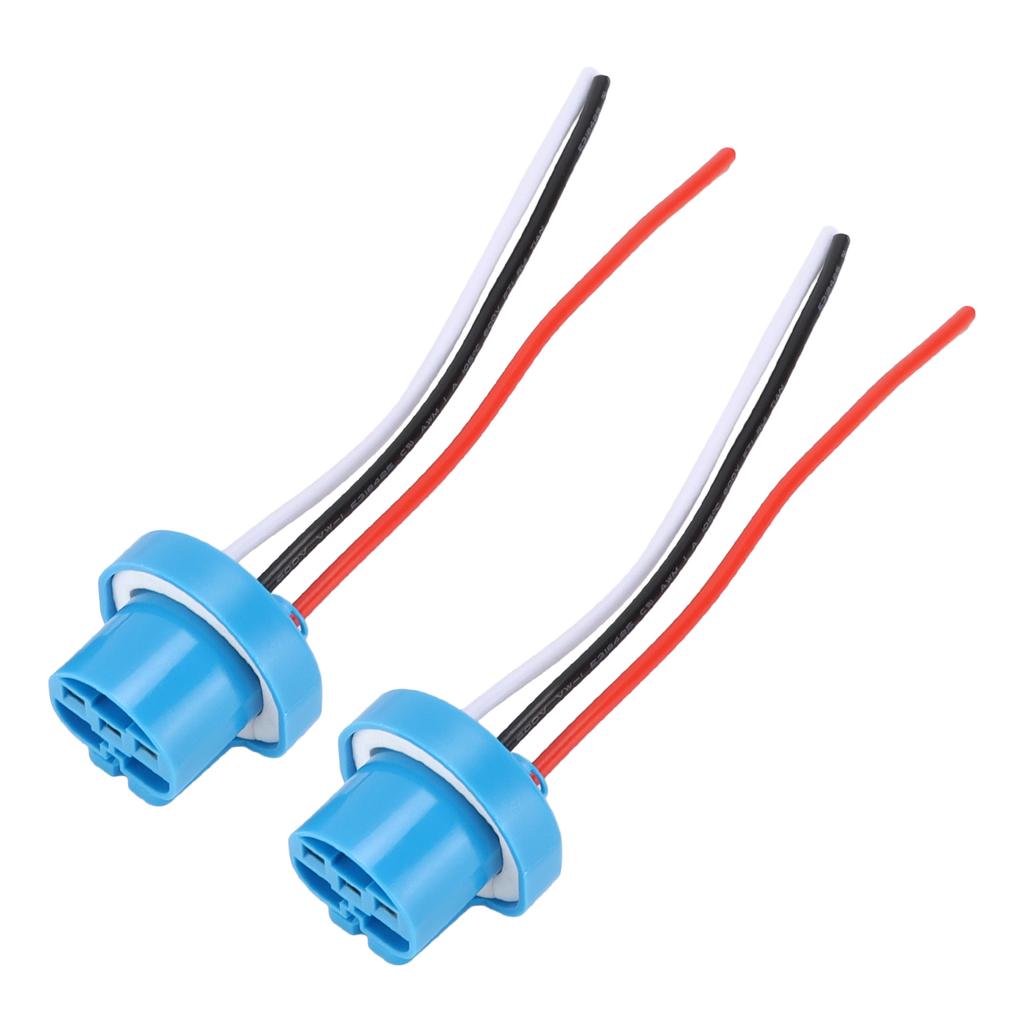 Pair 9007 Female Socket Harness Headlight Fog Light Universal for 9004 HB1 HB5 Bulbs 12V‑24V