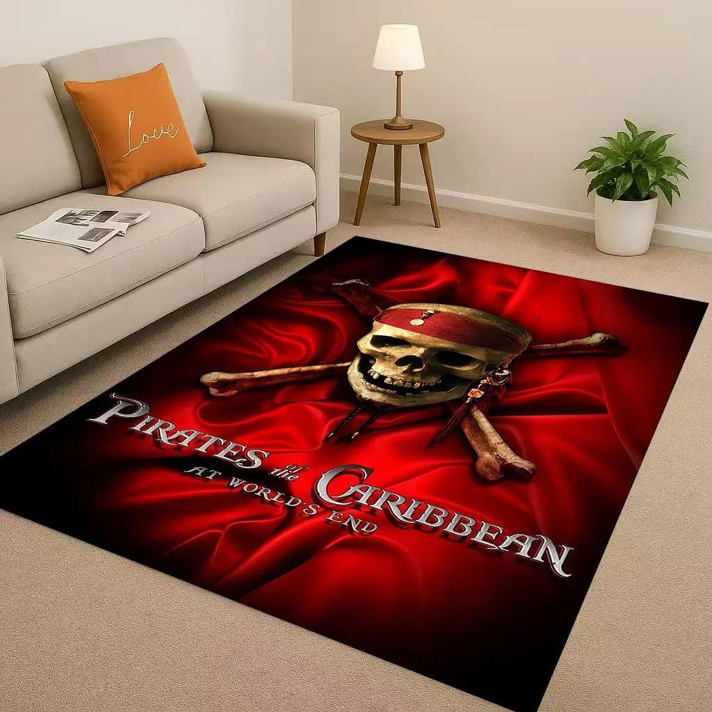 3D Pirates of The Caribbean Jack Johnny Depp Christmas Living Room Non-Slip Area Rug Carpet for Bedroom Sofa,Home Doormat