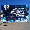 Gentleman Tuxedo Happy Father's Day Background Blue Party Photo Banner  Home Party Decor