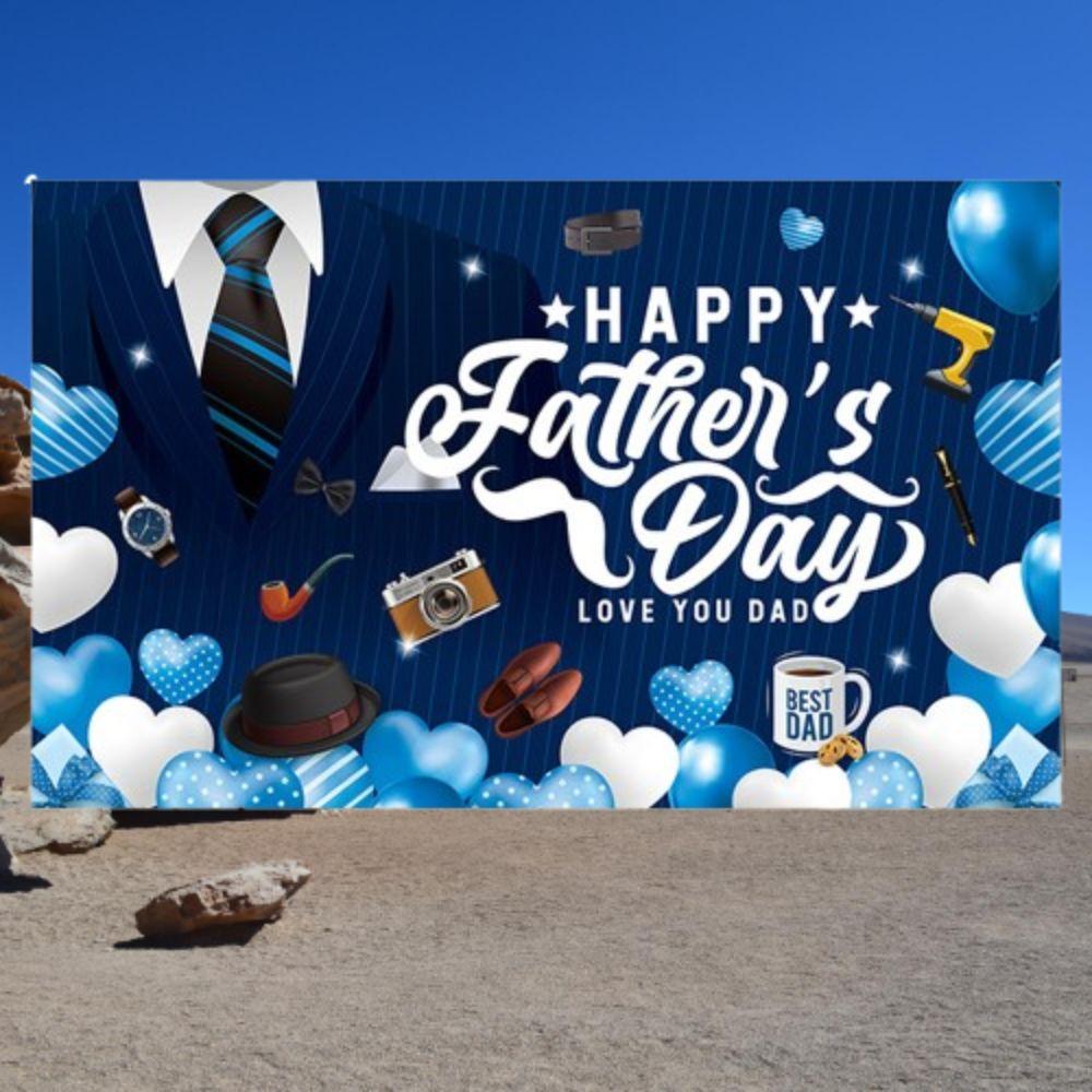 Gentleman Tuxedo Happy Father's Day Background Blue Party Photo Banner  Home Party Decor