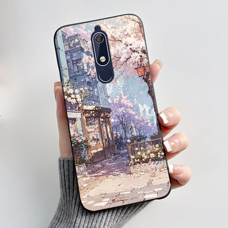 Casing For Nokia 5.1 6.1 Aesthetic Luxury Cute Cool Boys Girls Soft silicone Phone Case Back Cover Black Matte Protective Shell
