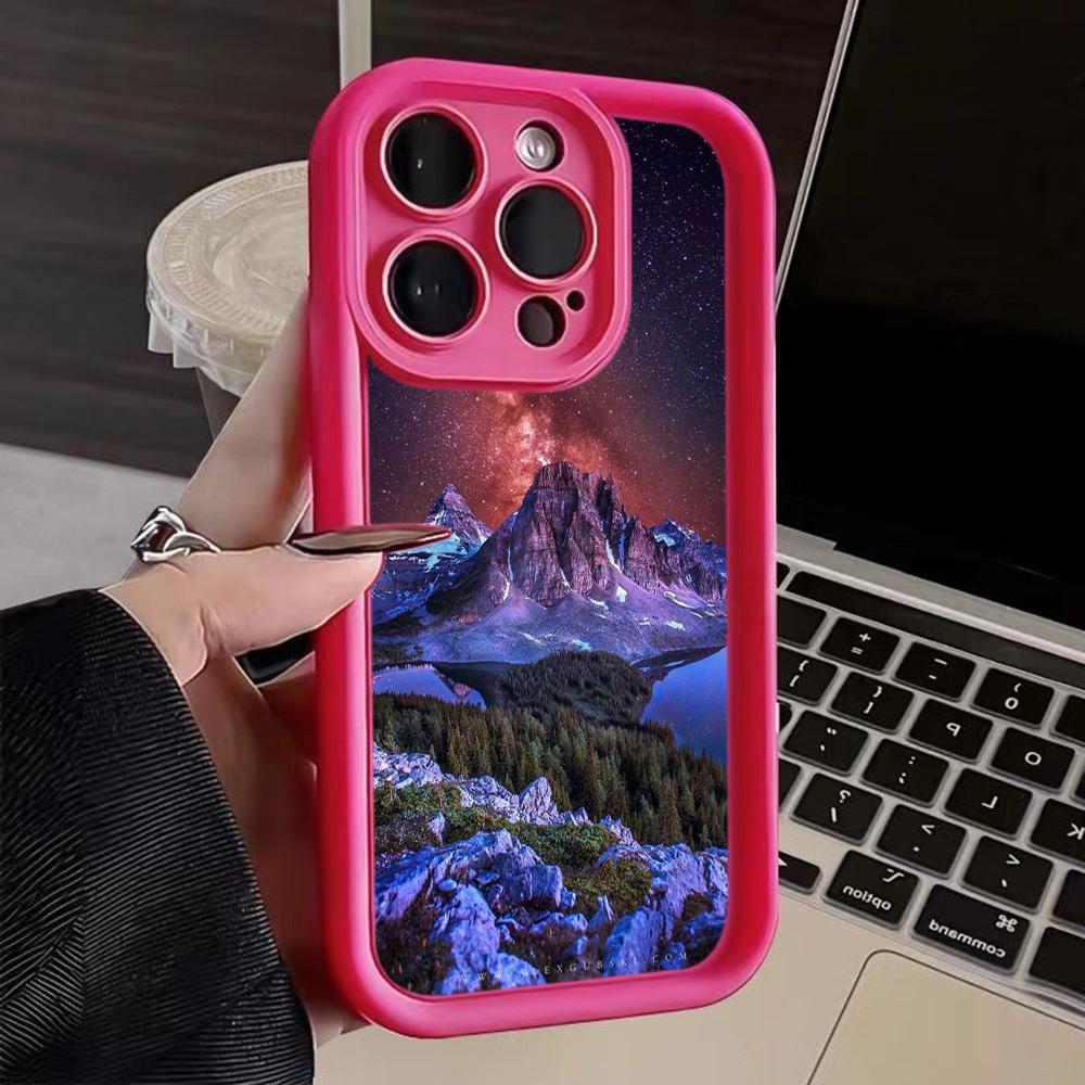 LZ25 Mountain Peak Forest Snow Silicone Phone Case for iPhone 11 13 14 15 16 Pro Max 7 8 16 Plus 12 Mini XS Max XR Shockproof Back Cover