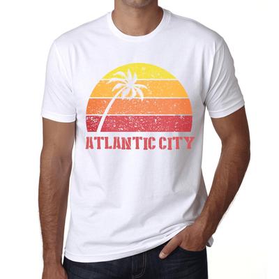Men’s Vintage Tee Shirt Graphic T Shirt Atlantic City Sunset White