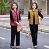 2026 Chinese Style Golden Velvet Spring Suit for Middle-Aged Women: Three-Piece Vest Set