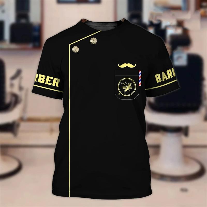 Hot Sale Barber Shop Men's T-Shirt Street 3D Print Short Sleeve Pullover Male Tshirt Uniform Summer Fashion Cool Tees Tops