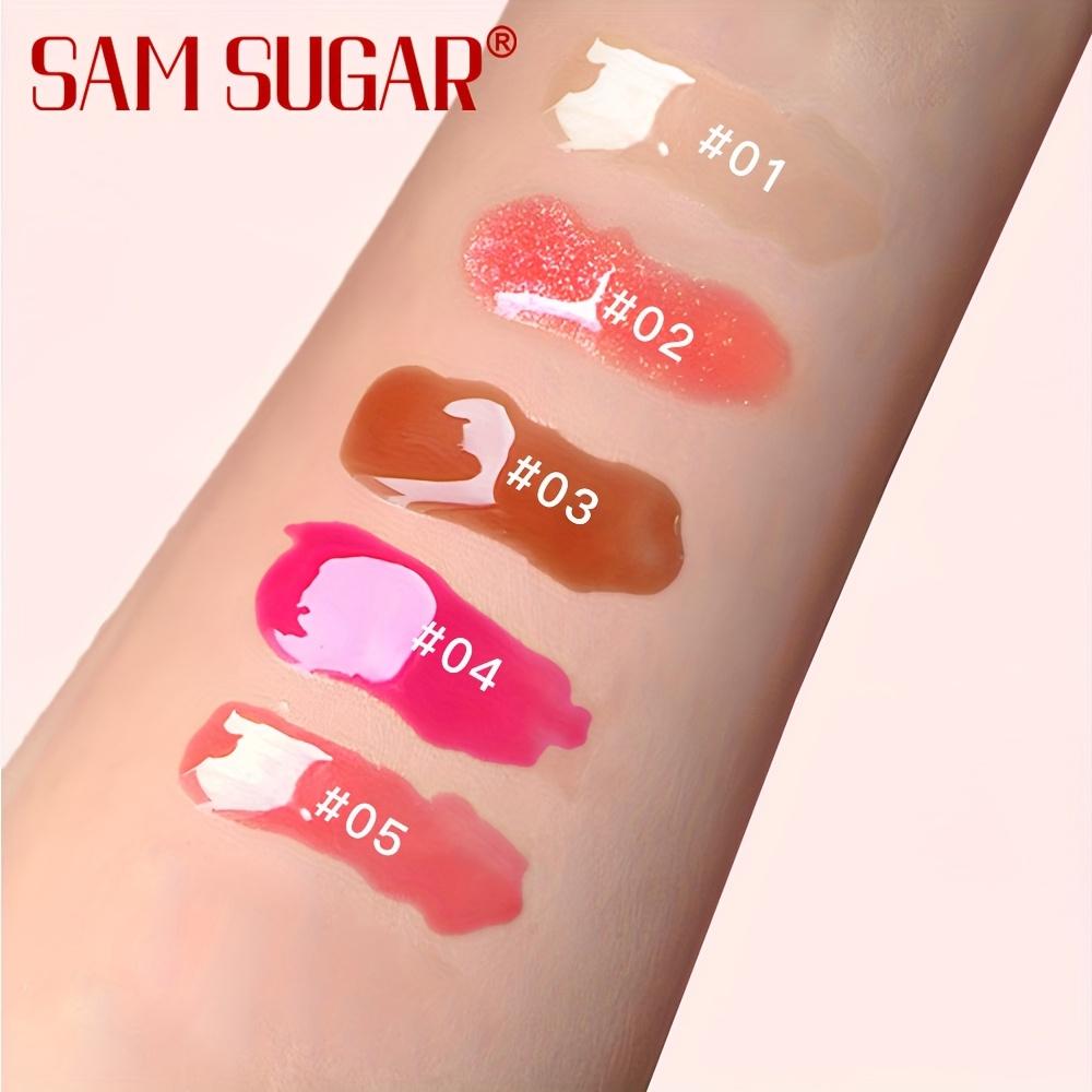 SAM SUGAR 5 Colori Burrocacao Idratante Specchio Lucidalabbra Rosa Labbra Guava Vaniglia Torta al Caffè Odore Rossetto Olio Trasparente Trucco