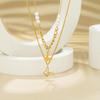 Ti-Steel Double-Layer Butterfly Necklace with Pearls: Elegant, Lightweight, Simple Fashion Accessory
