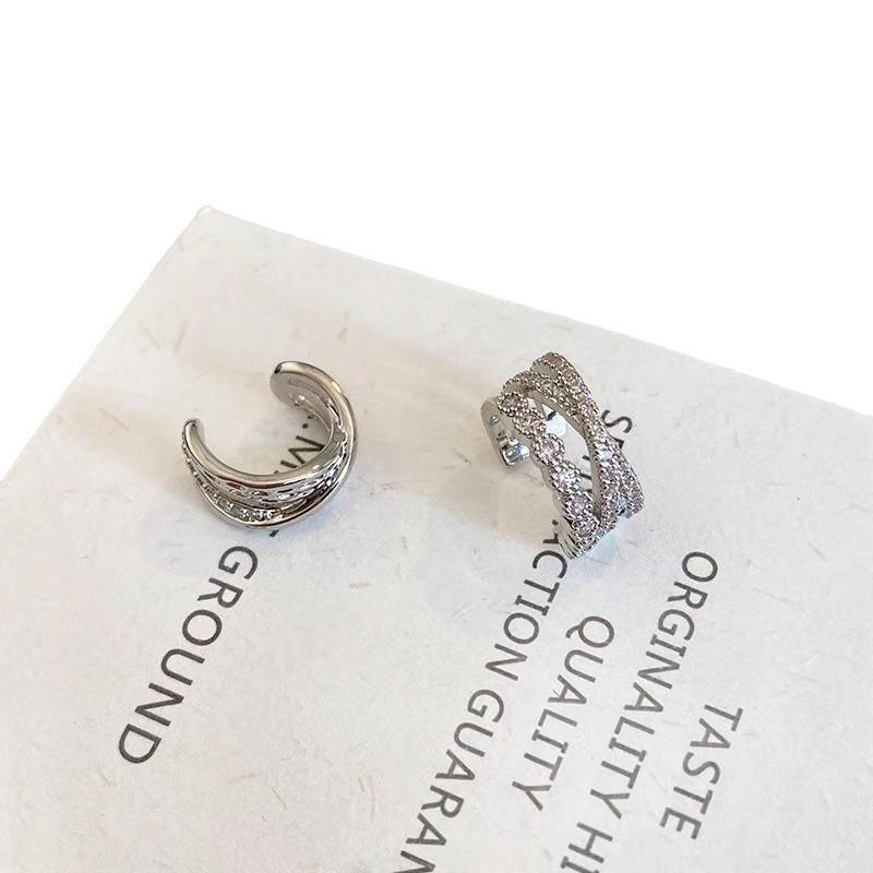 Multi-Layer Zircon Ear Bone Clip Without Ear Piercing, Women'S Light Luxury High-End Earclip Earrings, Cold Wind Ear Jewelry