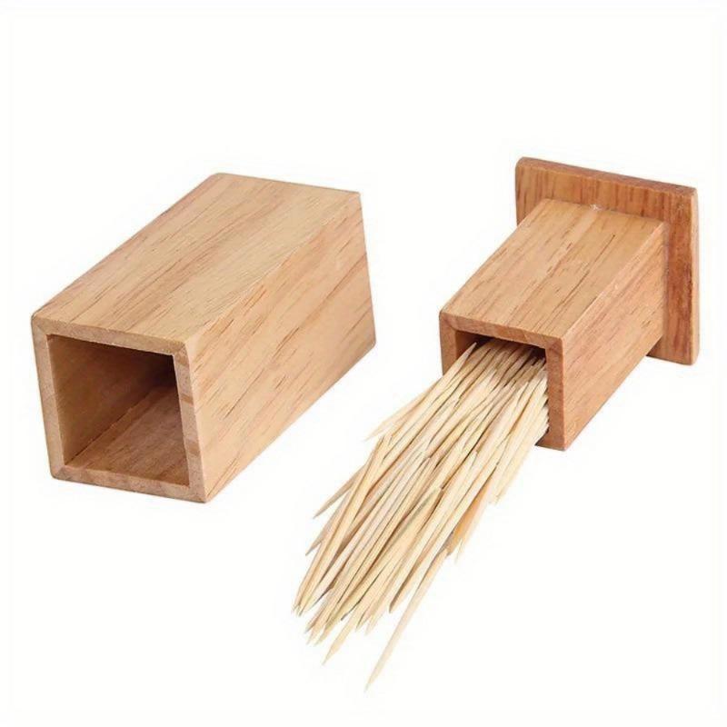 1PC Bamboo Toothpick Box with Lid Portable Household Hotel Restaurant Kitchen Tooth Pick Holders Storage Boxes Decoration Tools