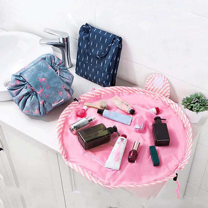 flamingo drawstring makeup bag
