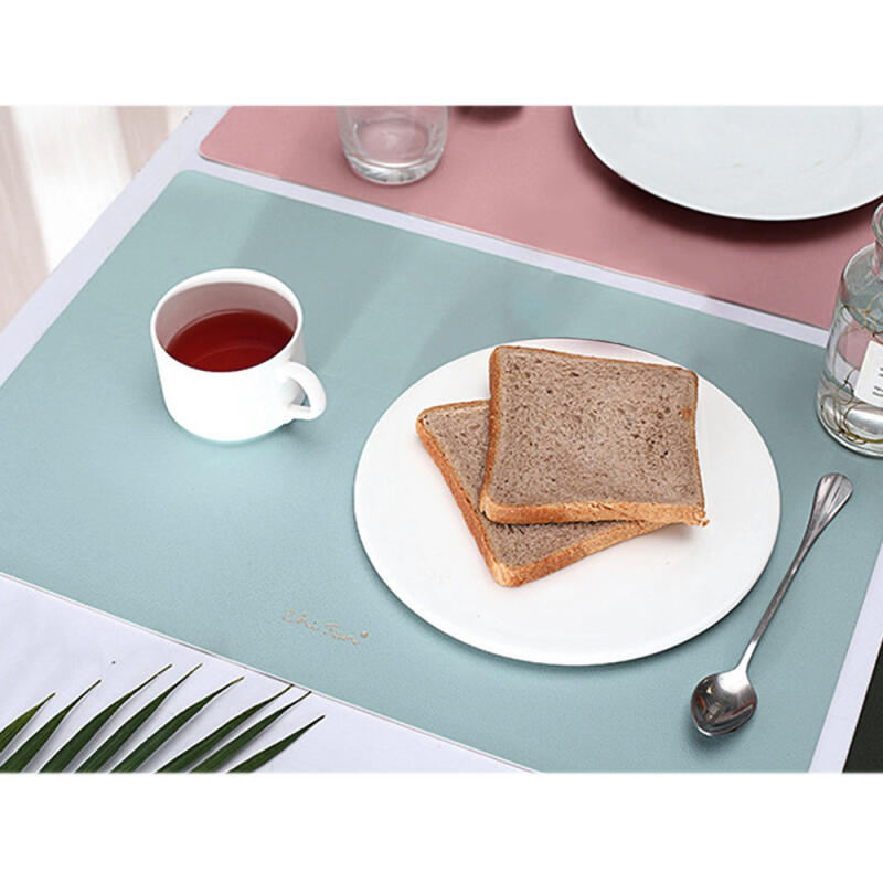 Double-Sided Square Leather Table Mat (Sky+Silver)