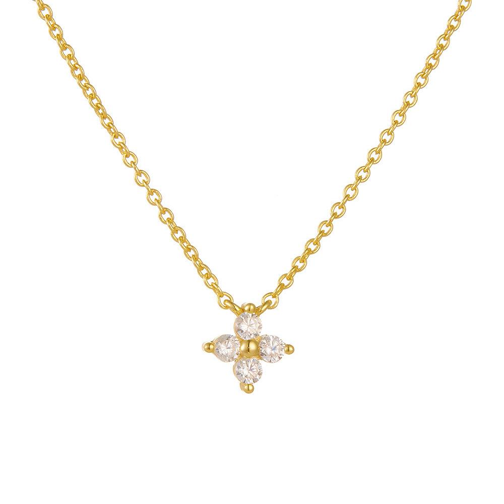 Mini Small Lucky Clover Necklace Women'S Diamond Simple Versatile Sweet Delicate Premium Clavicle Chain