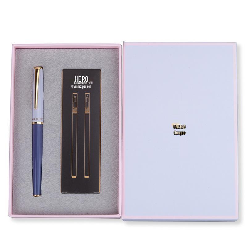 Hero Treasure 7066 Business Signature Pen for Men and Women - Metal Barrel Water-based Pen Gift Set with Engraving Option.