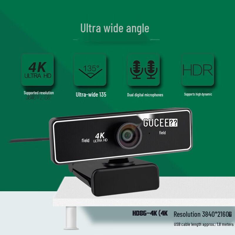 GUKO HD86-4K 4K Wide-Angle USB Webcam