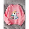 Kids Cartoon Rabbit Print Crewneck Long Sleeve Sweatshirt, Cute Fashion New Outfit for Autumn
