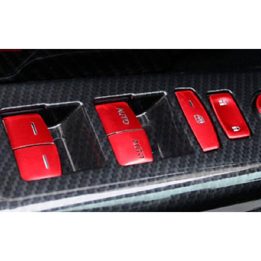 For Honda Civic 2016-2021 Red Aluminum Window Lift Panel Switch Button Stickers