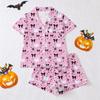 Women's Halloween Pajama Set with Short Sleeve Button Down Shirt and Shorts