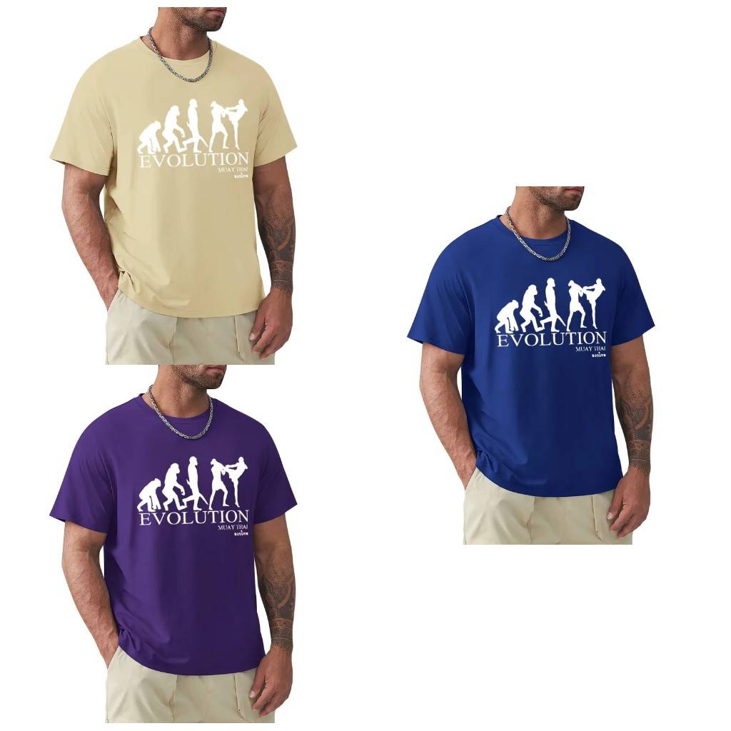 Evolution Muay Thai T-Shirt Kick Boxing 3D Print Unisex Men Women Short Sleeve Round Neck MMA Mix Martial Art Training Fighting