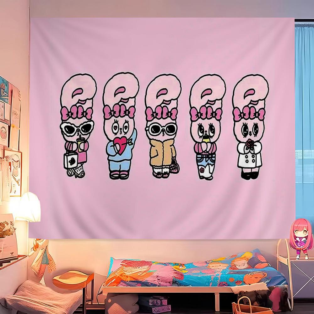 E-Esther-B-Bunny Colorful Tapestry Wall Hanging Hippie Flower Wall Carpets Dorm Decor Japanese Tapestry