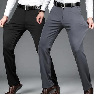 Herren Sommer Dünne Mode Business Casual Anzughose Lange Hose Herren Elastische Gerade Ärmel Formelle Hose Übergröße 27-42