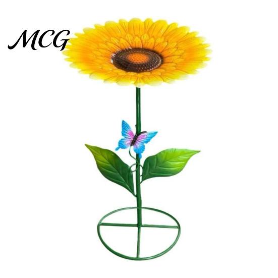 Pollinators Water Dish Metal Sunflower Bee Feeder, Lotus Leaf Butterfly Cup, Outdoor Garden Feeder Watering Station, Bath Bowl for Yard Lawn
