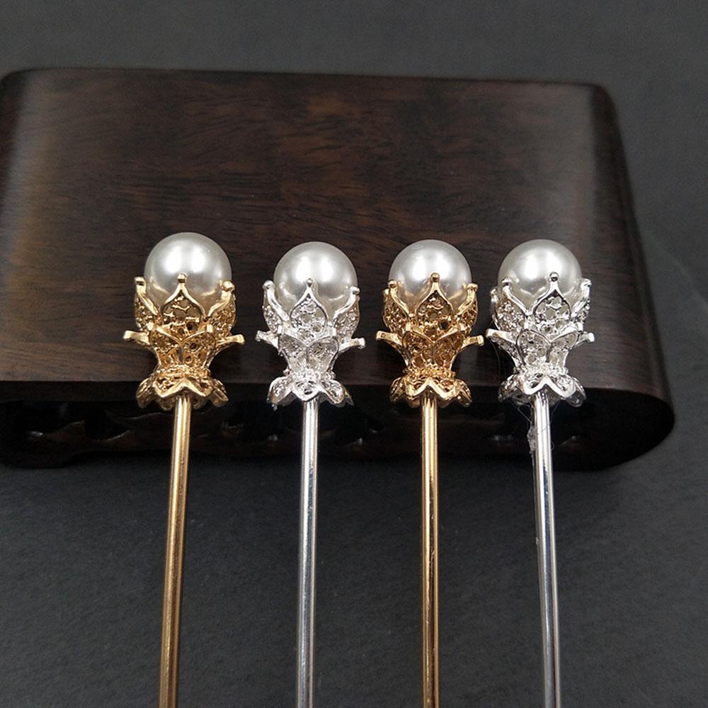 Fashion Chinese Style Pearl Metal Gold Silver Color Hairpin Hair Accessories Hair Sticks Hair Clip