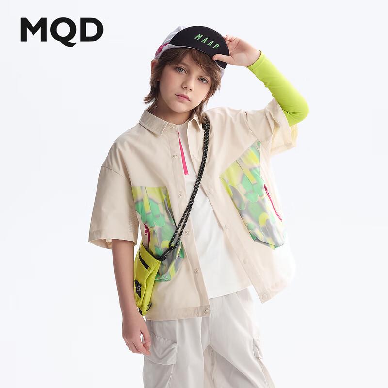 MQD Boys  2025 Summer Printed Color-Block Short Sleeve Shirt 160