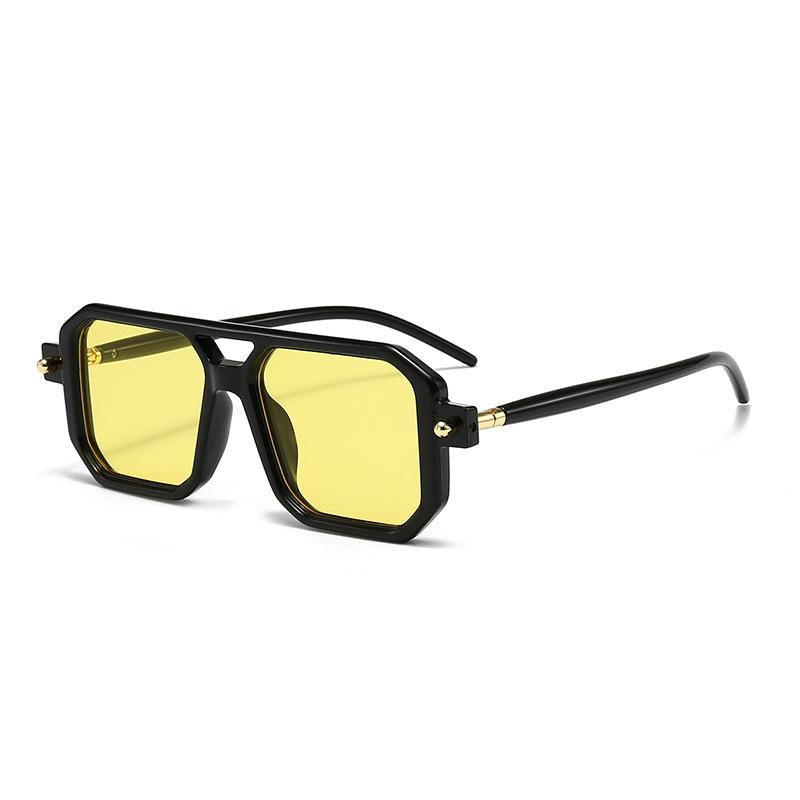 Sunglasses European and American Street Photography Square Large Frame Sunglasses Trendy Double Beam Retro Pose Sunglasses