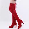 Wish hot knee boots women large size suede boots women autumn and winter thick high heel elastic high boots