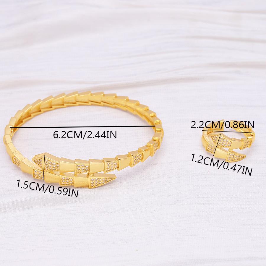 Dubai Bangles Ring Set For Women Indian Africa Lady Jewelry Ethiopian Gold Color Snake Cuff Bangles Wedding Bride Jewelry Gift