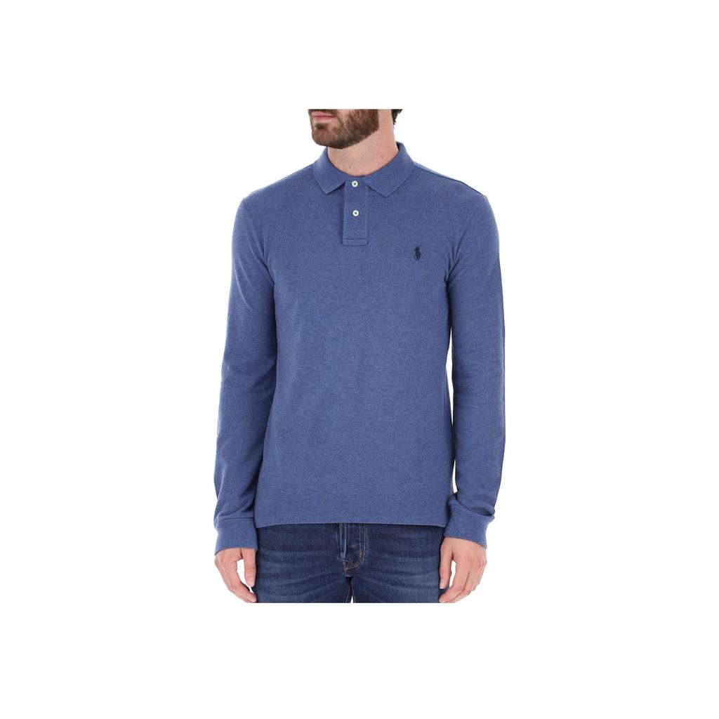 Polo Ralph Lauren Solid Color Logo Embroidered Long Sleeve Polo Shirt Men Tops Blue 710681126-057