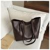 2026 Retro Chic Korean Style Large Capacity Solid Color Women's Shoulder Tote Bag