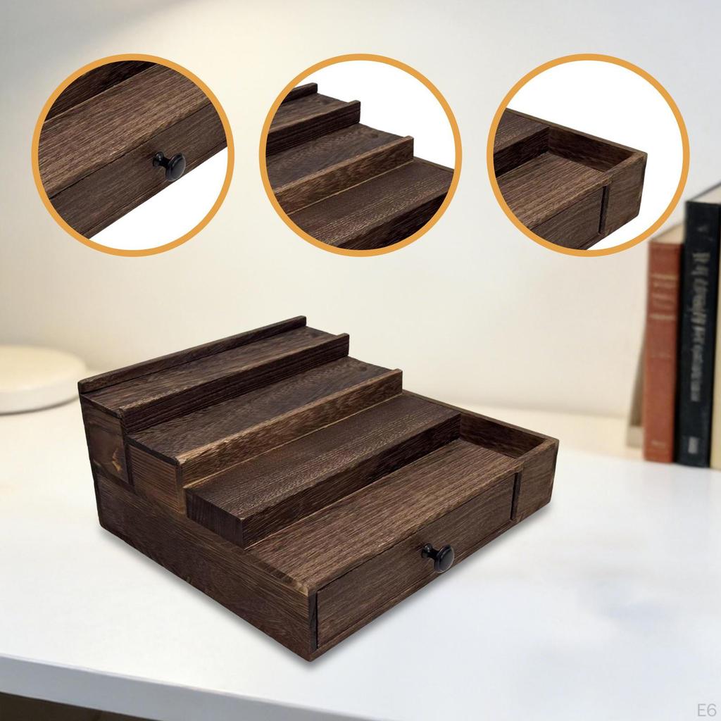 Men Countertop Organizer Perfume Display 4 Tier Father Gift Shelf Wood Storage Rack for