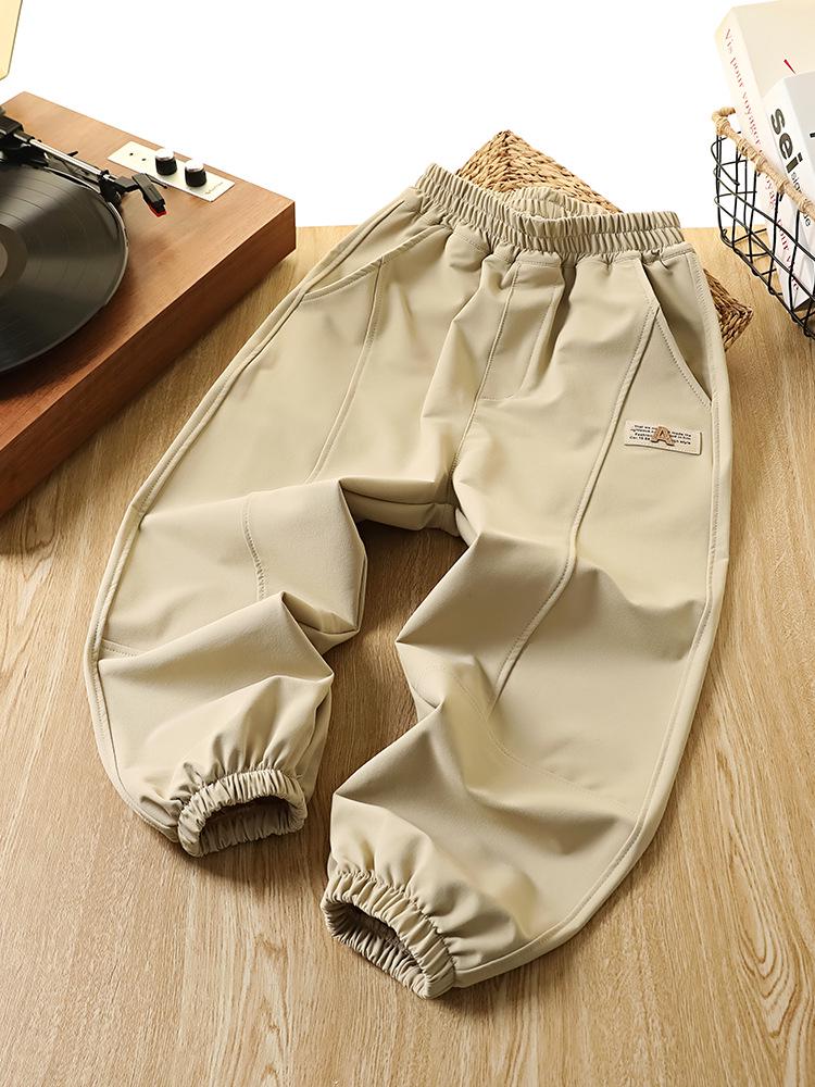 Boys' Fleece-Lined Windproof Trousers: 2025 Autumn/Winter Fashion Sports Pants