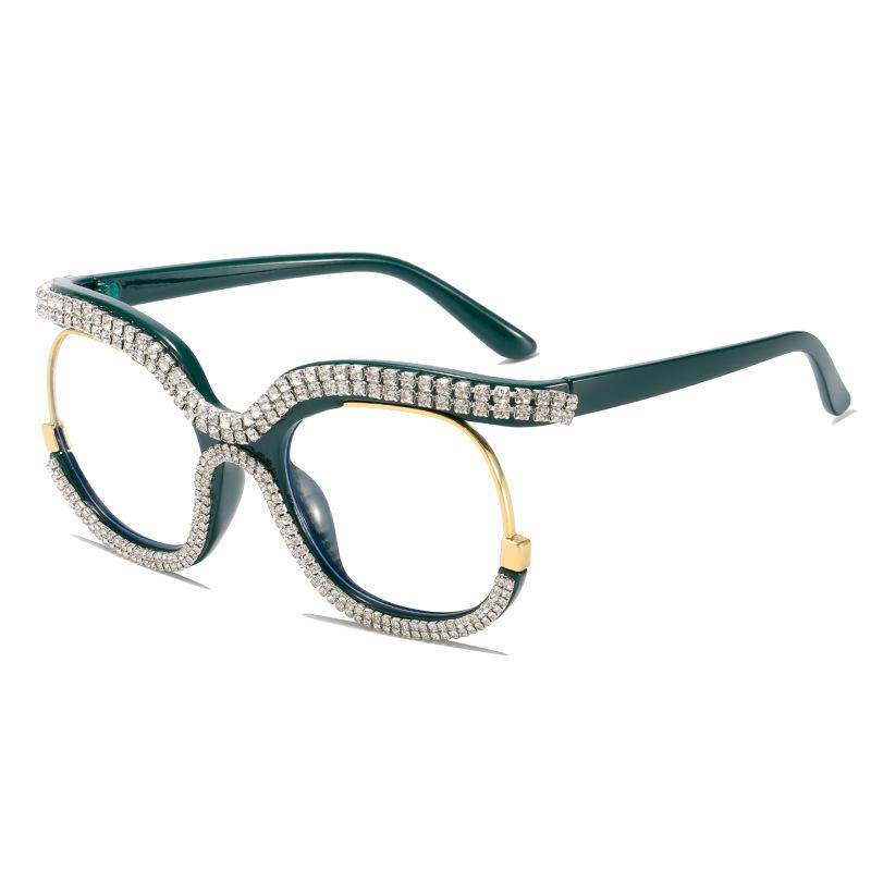 Fashion Cat Eye Glasses with Rhinestones Vintage Trendy Design Oversized Eyeglasses Women for Decoration