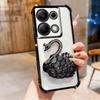 KEYSION Shockproof Plating Phone Case for Redmi Note 13 Pro 4G 13 5G Glitter Jewelled Swan Kickstand Cover for POCO X6 Pro M6 Pro