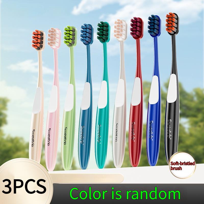 

3/6 шт. Зубная щетка для взрослых случайного цвета, глубокая очистка, незаменимая для дома и путешествий, удобная чистящая зубная щетка, отличный подарок на праздники, рождественский подарок