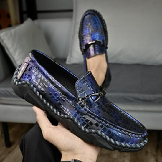 Korean Style Plus Size Loafers - Genuine Leather Hand-Stitched Men's Slip-On Shoes for Spring/Summer 5088