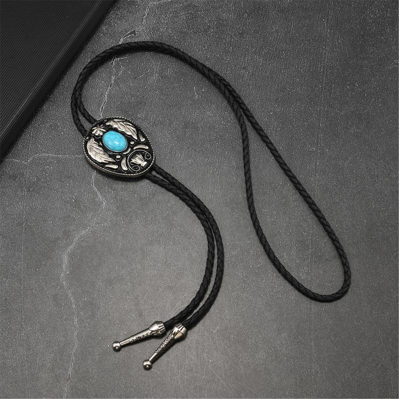 Elegante Bolo-Krawatte mit Steinanhänger Geschnitzte Krawatte Western-Halskette Coole Bolo-Krawatte Western-Cowboy-Kostüm