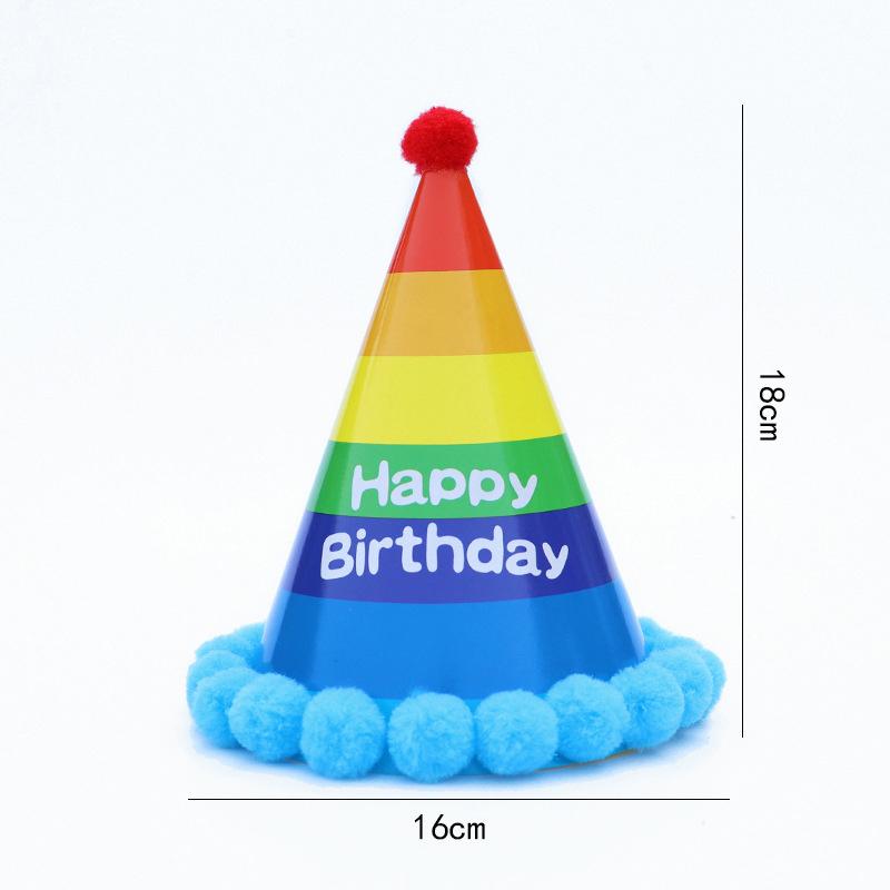 10Pcs/Bag Happy Birthday Party Hats Rainbow Diy Handmade Cap Crown Baby Shower Decoration Boy Girl Birthday Party Photo Props