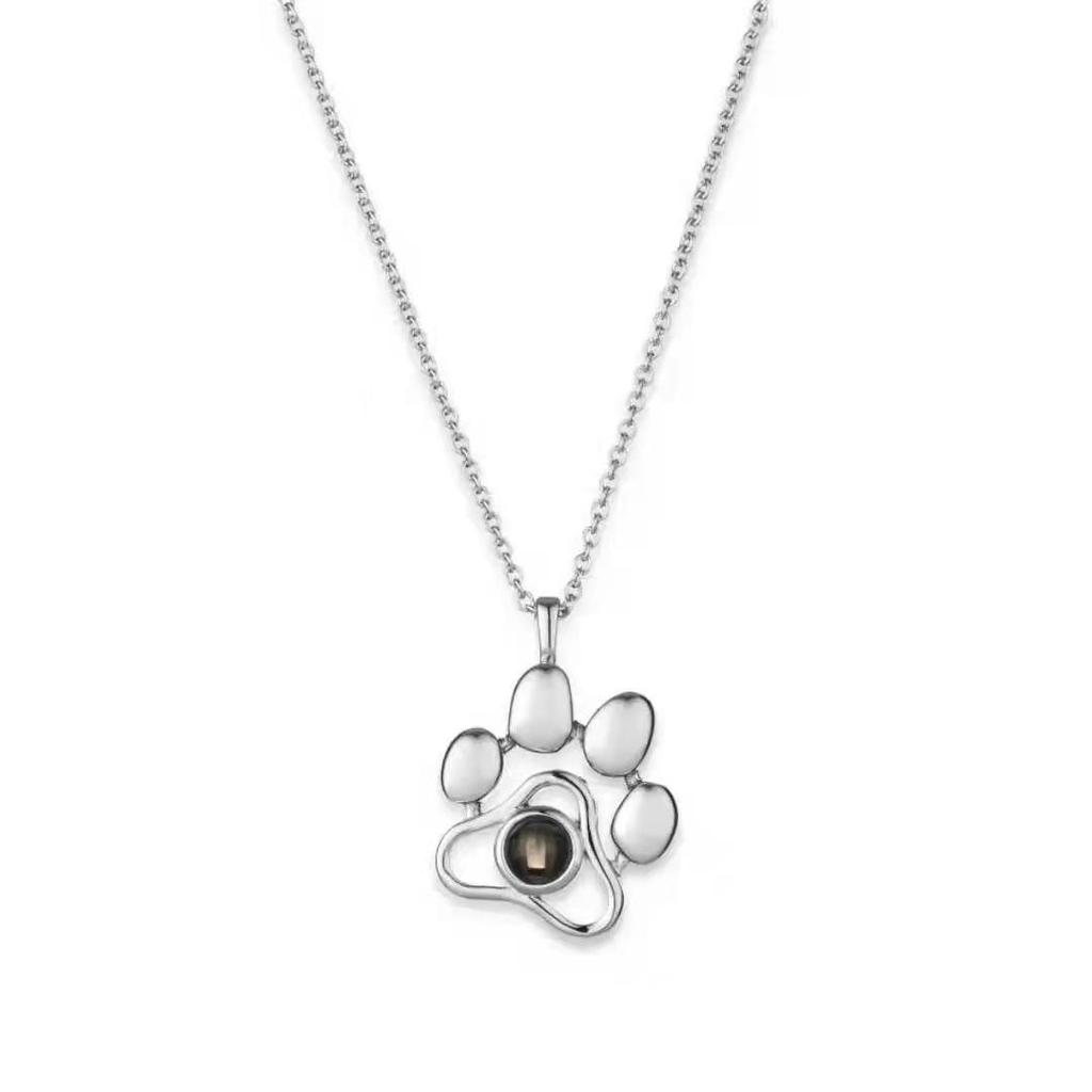 100 Languages 'I Love You' Pet Paw Projection Necklace for Women - Micro-engraved Image On Collarbone Chain