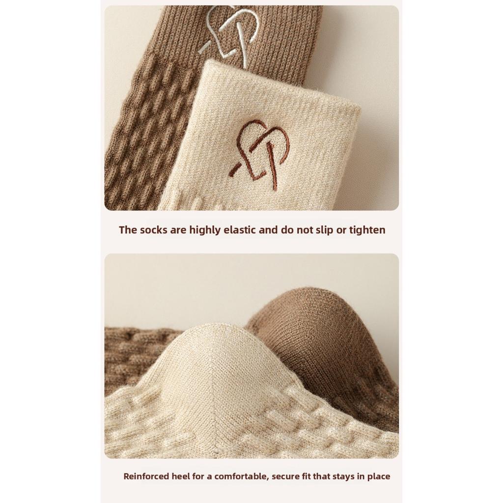 Chaussettes d'hiver chaudes pour femmes 10-1 - Anti-gel respirantes douces beige et noir, Chaussettes longues sans couture pour femmes, Chaussettes moyennes pour femmes, Chaussettes pour le jour de Noël