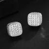 Trendy Square-shaped Men Cool Hip Hop Style Stud Earrings with Zirconia Perfect Men's and Women's Rock Jewelry Accessories