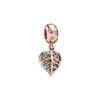 Plated Rose Gold Sparkling Pink Air Balloon & Levelled Heart Charm Bead Fit Original Sier Bracelet DIY Jewelry