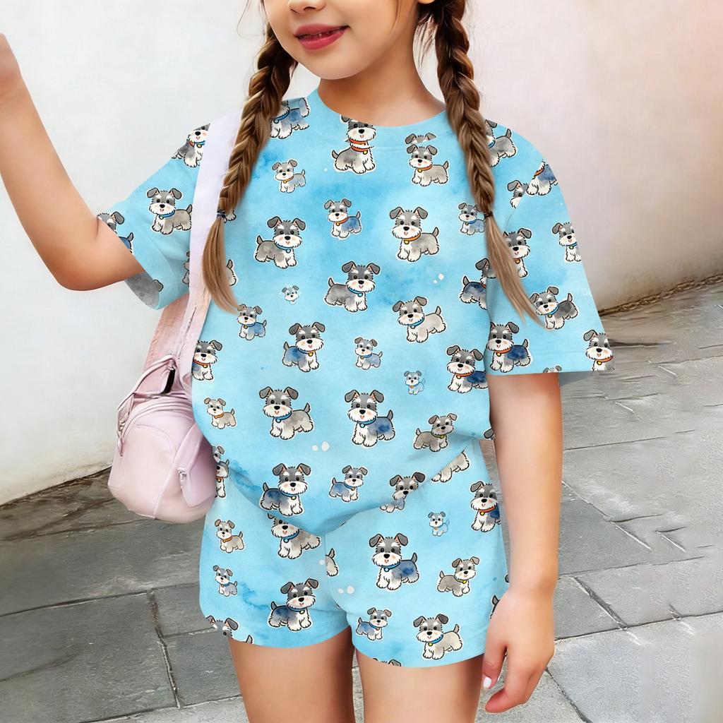 Kids Casual Short Sleeve Top and Shorts Set Animal Print Lightweight Soft Fabric Summer Outfit for Boys and Girls Comfortable Fit