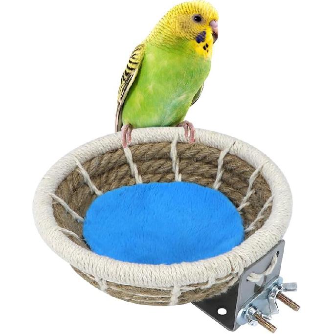 Wontee Bird Nest Breeding Nest Bed Bird Cage House for Parrots Budgies Parakeets Cockatiels Canary Finch Lovebirds (Hemp Rope) Hemp Rope