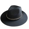 European and American hip hop black hat acrylic chain jazz straw hat children's street shot fashion sunshade panama top hat