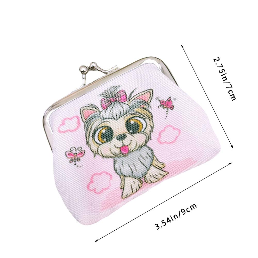 Cute cartoon cat printed coin purse, mini kiss lock coin purse, and headphone bag