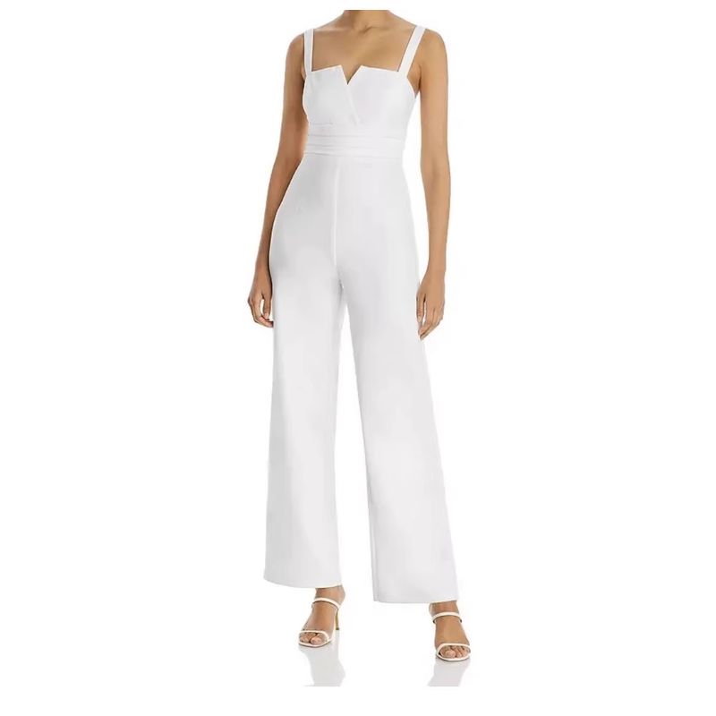 

Заказ внешней торговли AQ s Высокий темперамент Королевская сестра Фан Слинг V-образный вырез Комбинезон с широкими штанинами Плиссированная грудь Подчеркивающая талию Облегающие брюки White XL